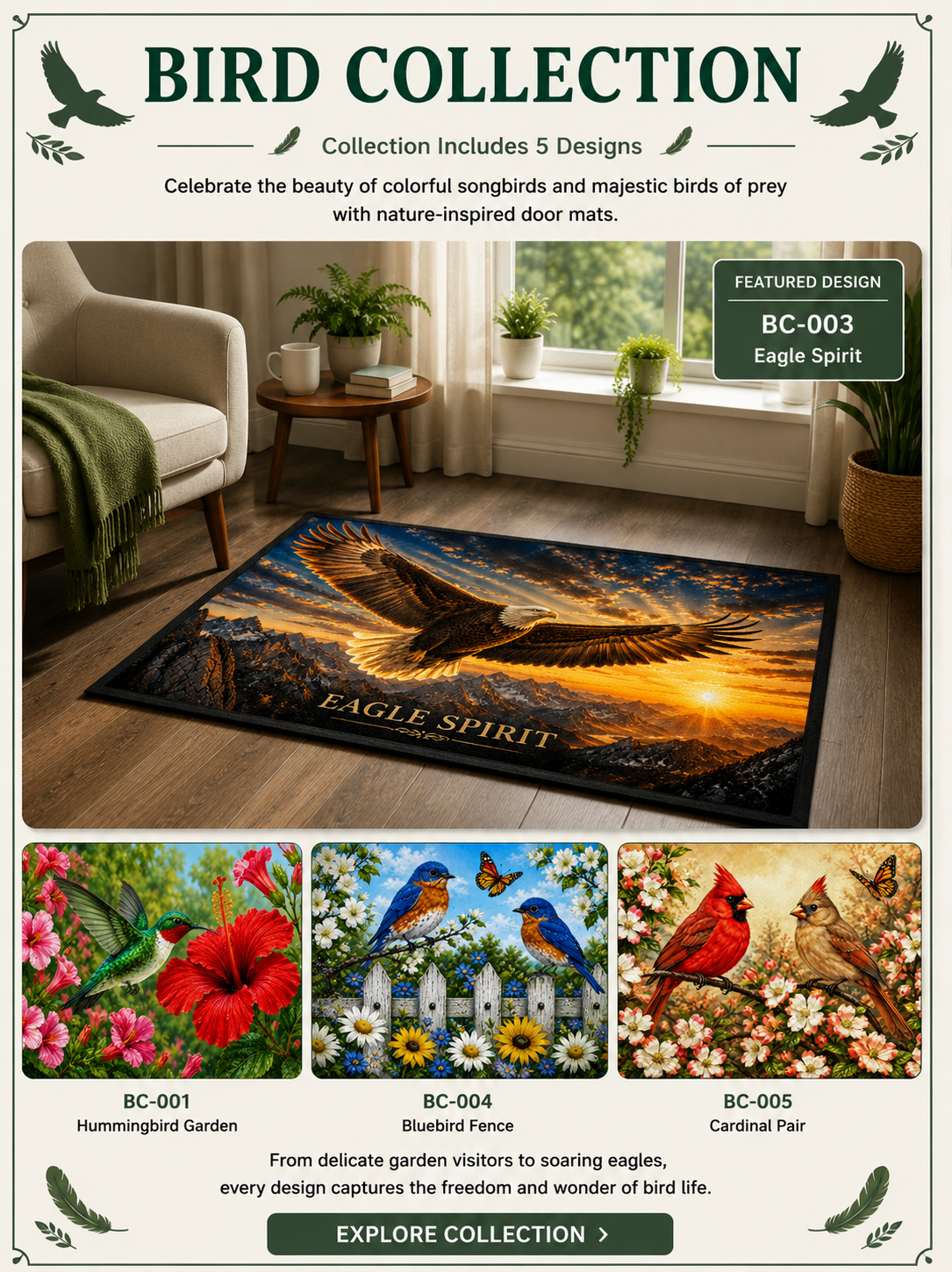Bird Collection Decorative Door Mats