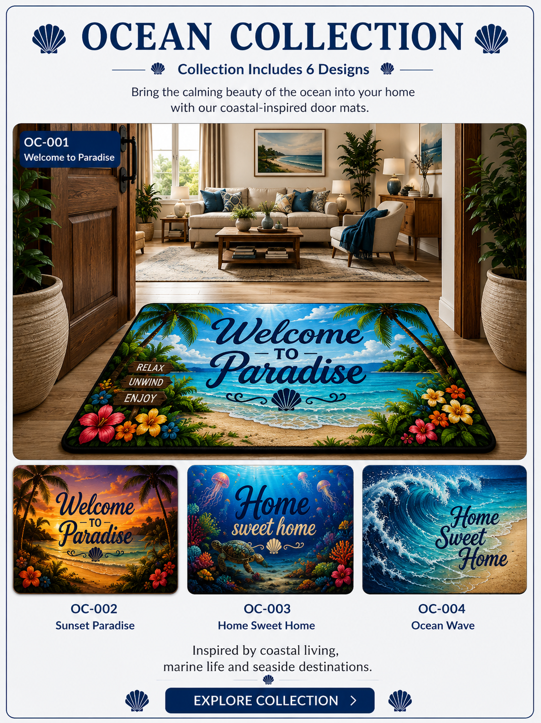 Ocean Collection Decorative Door Mats