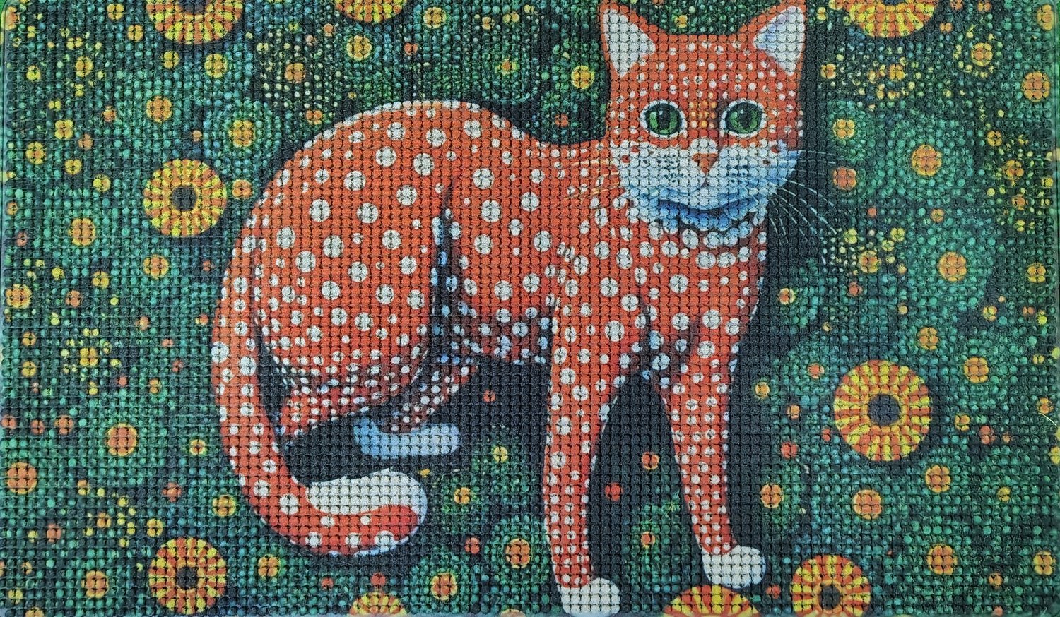 HDRCP-001 Coir Flocked Rubber Stud Mat Printed Cat