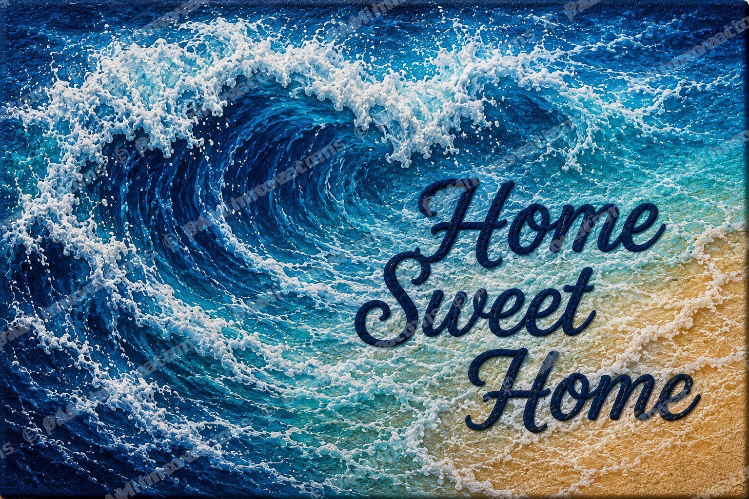 OC-004 Ocean Wave — Digitally Printed Tufted Coir Door Mat Artwork