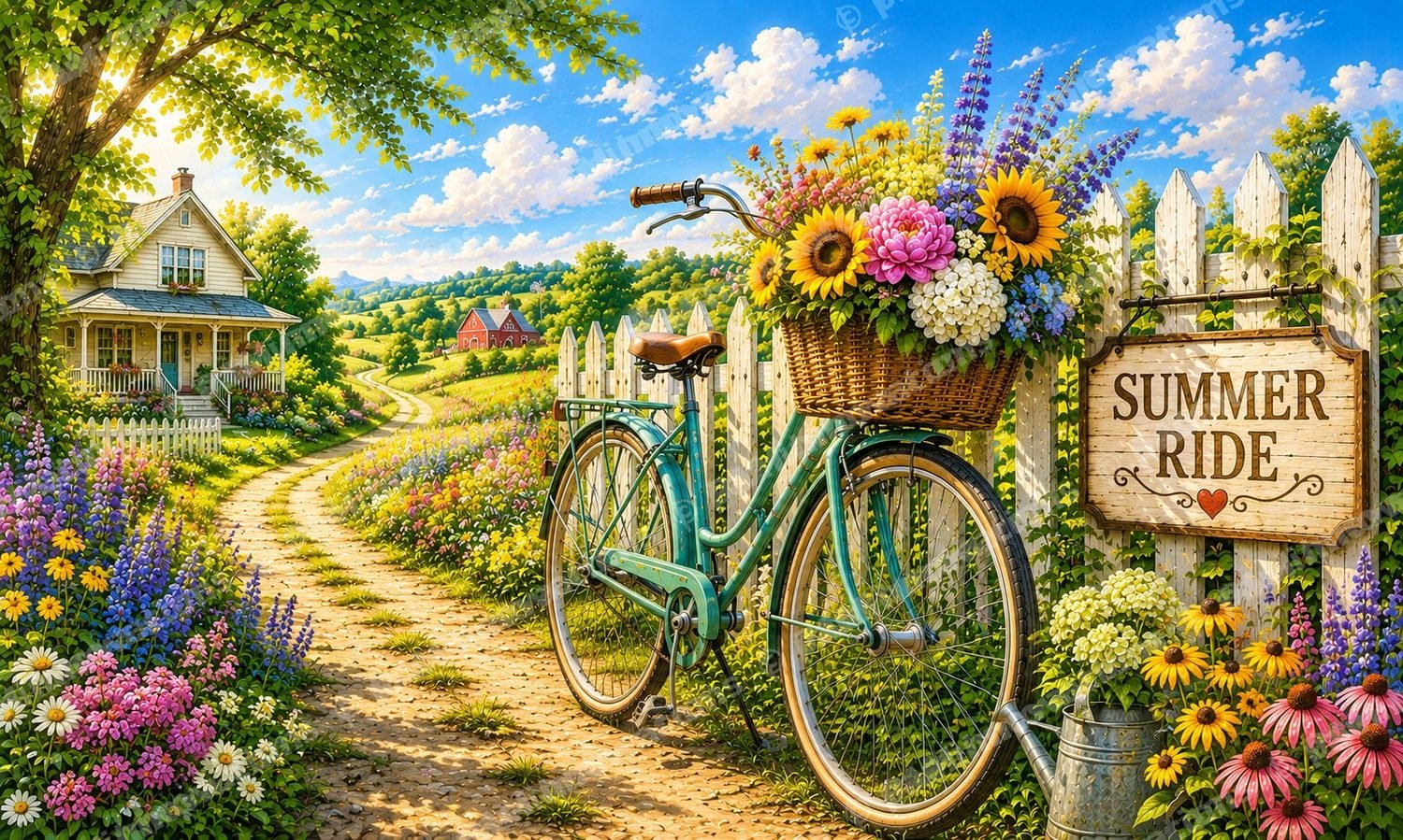 VC-004 Summer Ride – Digitally Printed Village Door Mat Design