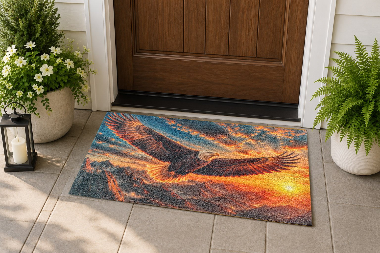 BC-003 Eagle Spirit — Real Printed Tufted Coir Door Mat at Entrance