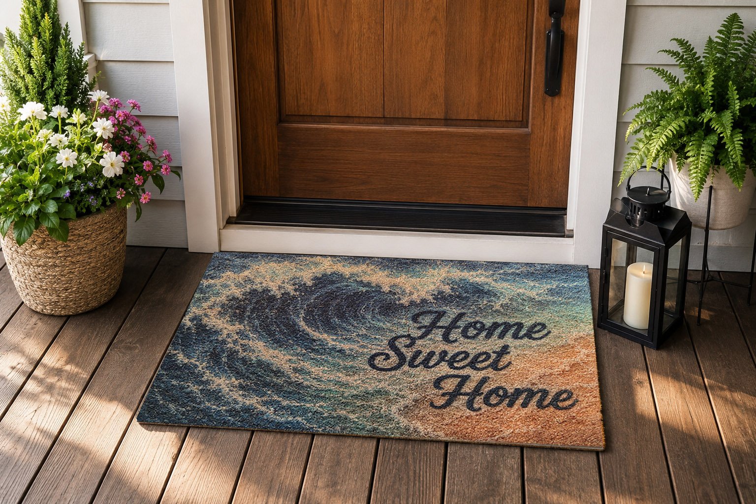 OC-004 Ocean Wave — Real Printed Tufted Coir Door Mat at Entrance